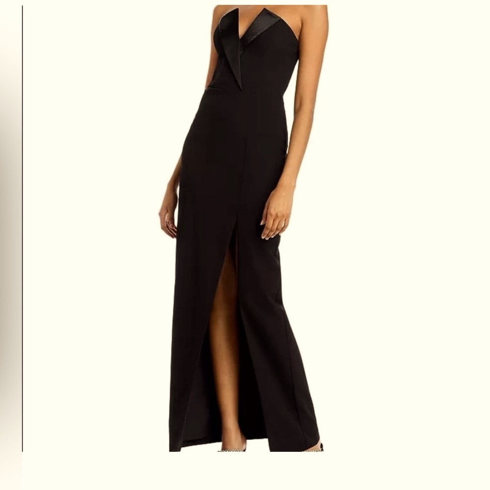 Formal strapless black gown